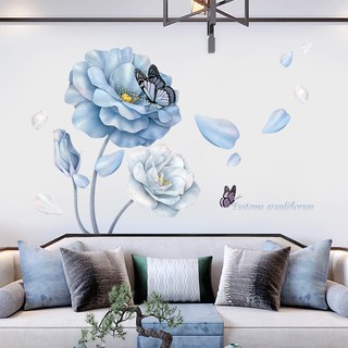Decal dán tường hoa đá xanh