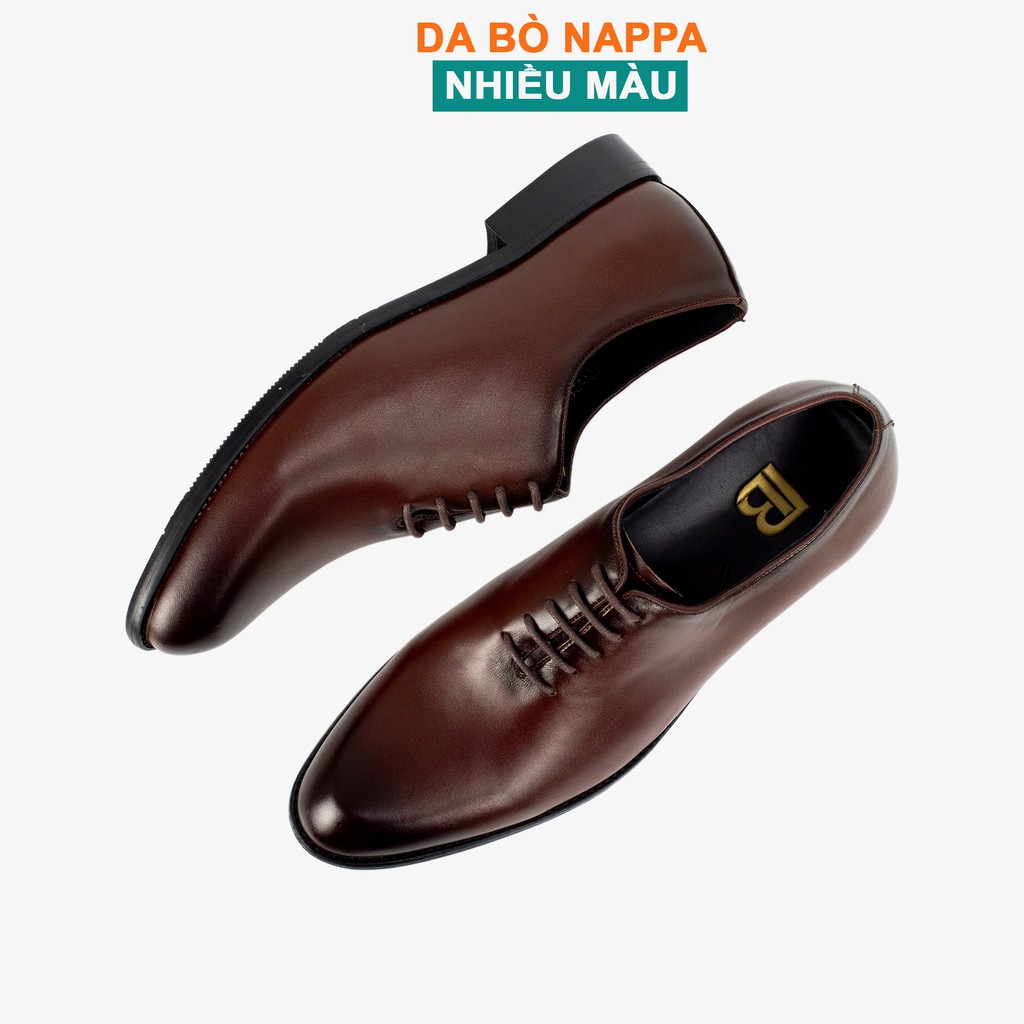 Giày tây nam oxford công sở da bò nappa cao cấp màu nâu G102- Bụi leather- hộp sang trọng -BH 12 tháng