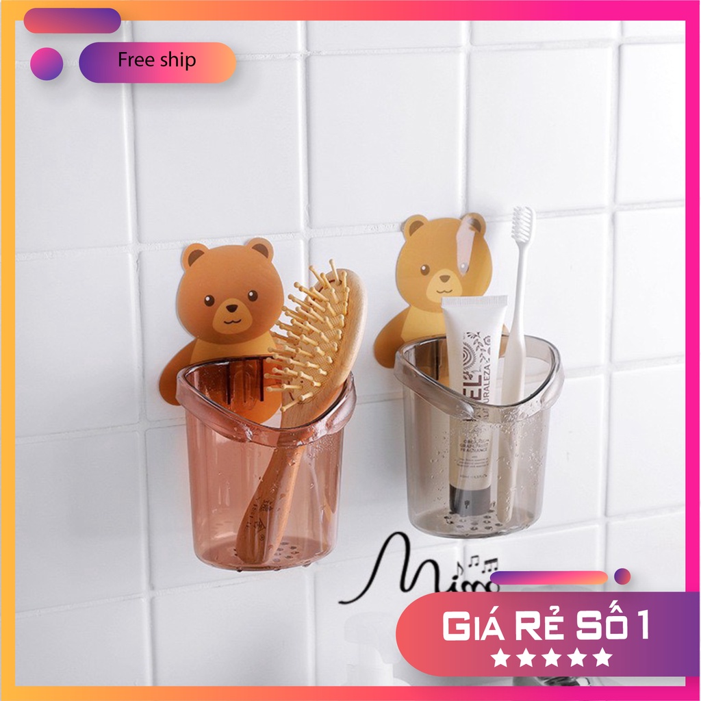 Combo 5 Cốc gấu nâu đựng bàn chải dán tường trong nhà tắm