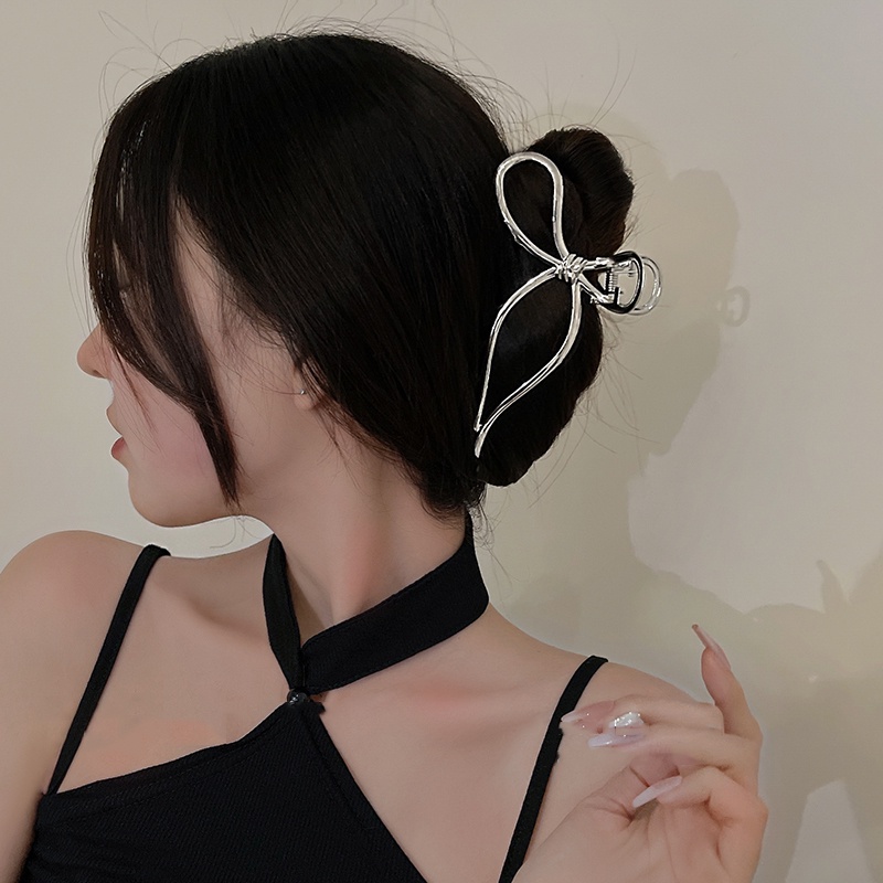 Kẹp Tóc Nơ Lưng Bằng Kim Loại Cỡ Lớn Phong Cách Âu Mỹ Cho Nữ