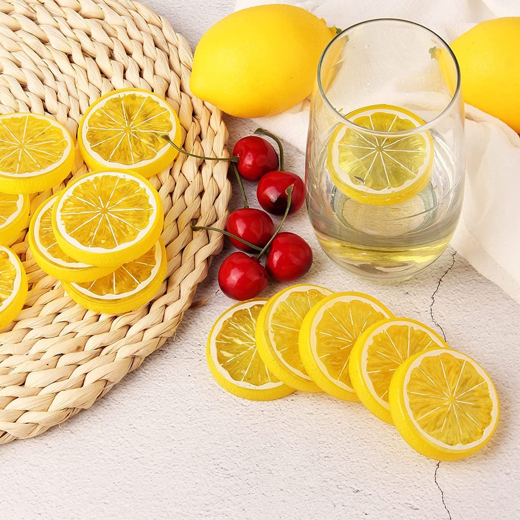 Quả Chanh Giả Vàng, Xanh, Lát Chanh, Mô Hình Trái Cây Nhựa Trang Trí, Đạo Cụ Chụp Ảnh Sản Phẩm, Đồ Ăn -  Hohi Decor