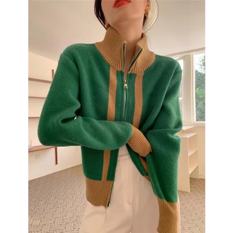 Áo khoác cardigan ZHELIHANGFEI dệt kim tay dài cổ cao thời trang dành cho nữ