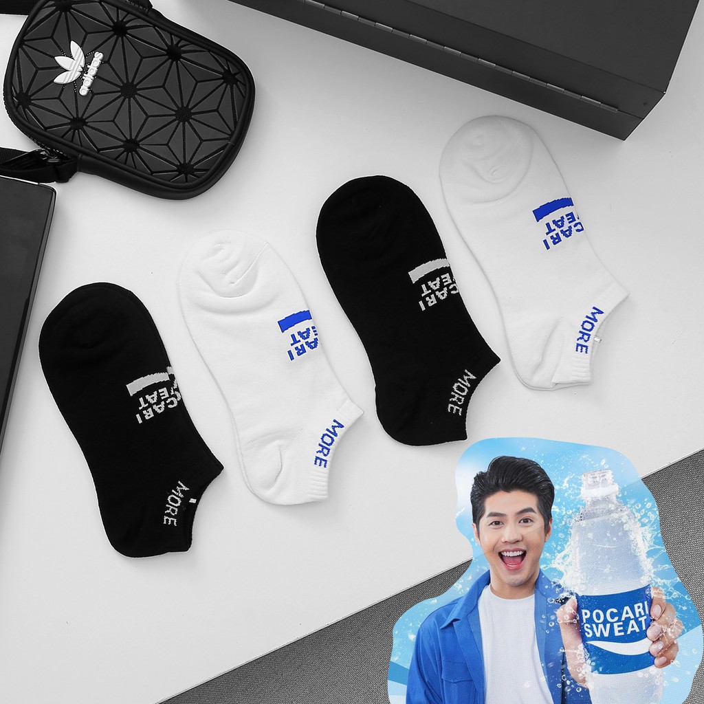 Tất nam cổ ngắn Vớ nam Pocari chất liệu cotton thoáng khí tác dụng ngăn ngừa hôi chân, Dùng mang tập Gym và thời trang