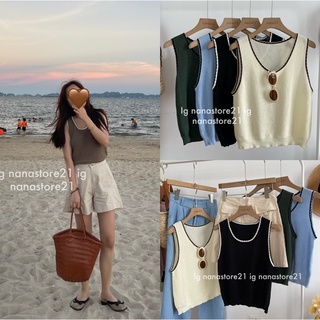 Áo len ba lỗ viền kẻ Nana21 Nanastore21