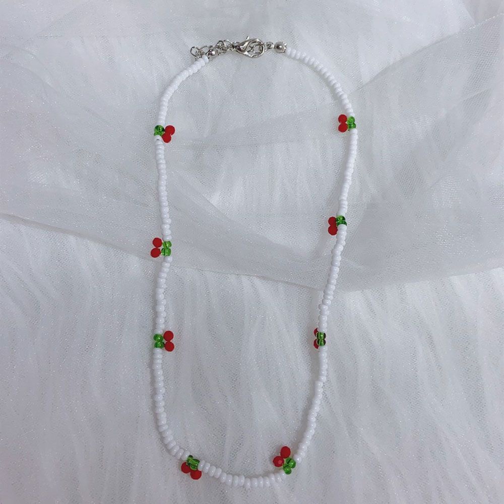 Vòng cổ Choker Mặt Hình Trái Cherry Trong Suốt Phong Cách Boho Thời Trang Cho Nữ