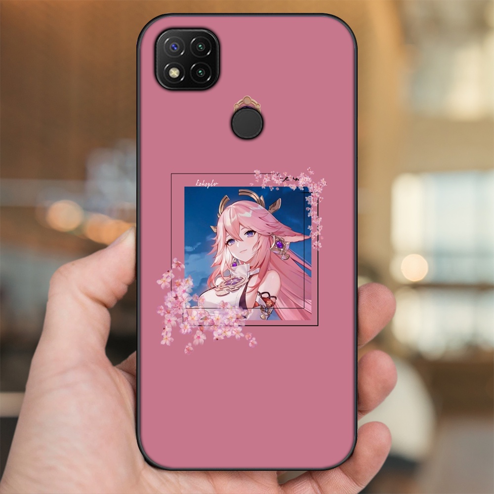 Ốp lưng Xiaomi Redmi 9C viền đen in hình Yae Miko Genshin Impact