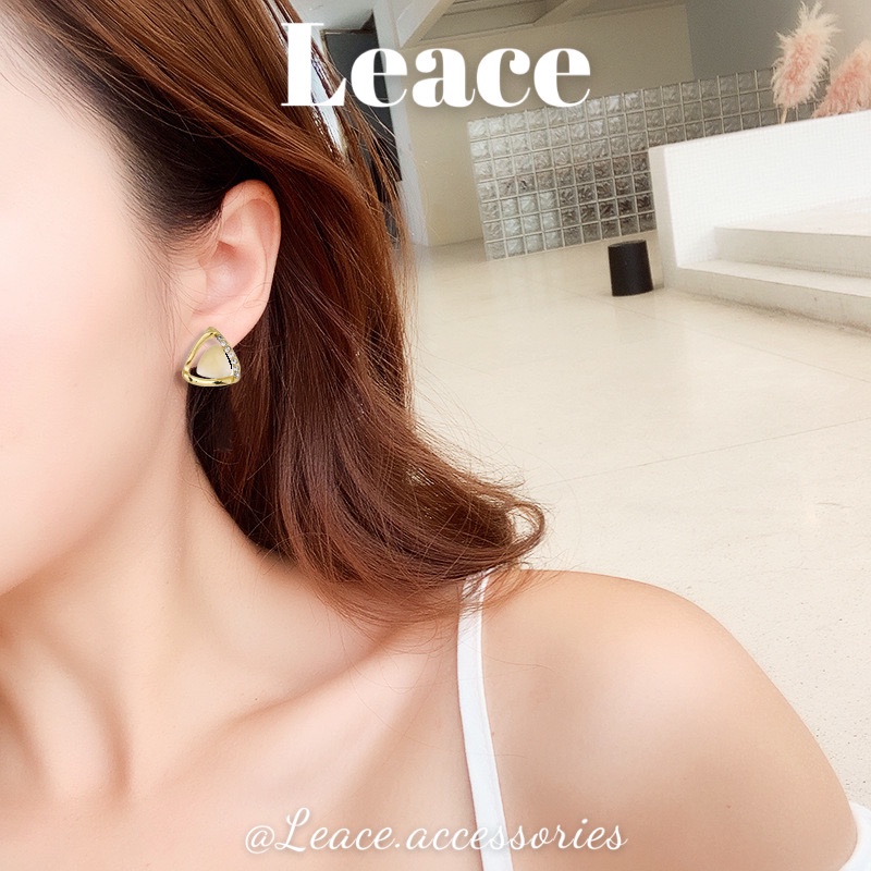 Bông tai khuyên tai tam giác đính đá xà cừ ER019 Leace.accessories