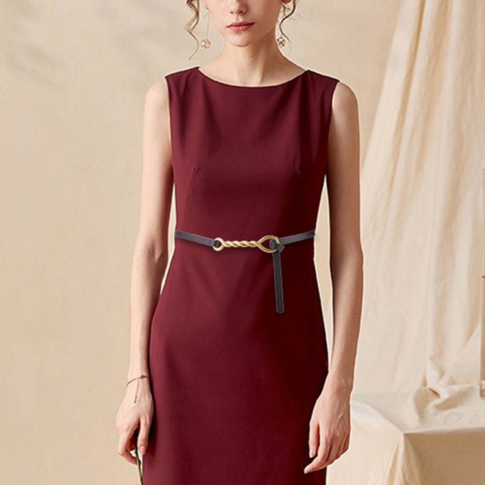 Thắt Lưng Da Pu Khóa Kim Loại Nhiều Màu Sắc Tùy Chọn Phong Cách Vintage Thanh Lịch Cho Nữ
