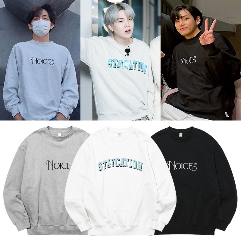 Áo Sweater Cotton Cổ Tròn Tay Dài Dáng Rộng KPOP BTS SUGA V Same 2022