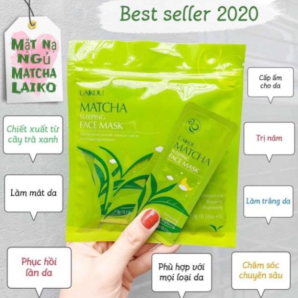 Túi Mặt Nạ Ngủ Trà Xanh Laikou Matcha Sleeping Face Mask