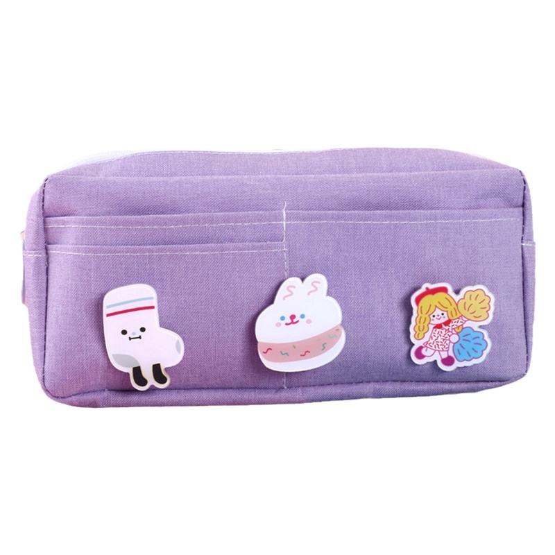 Túi Đựng Bút Bằng Vải Canvas Cỡ Lớn In Họa Tiết Hoạt Hình Dễ Thương Cho Nữ