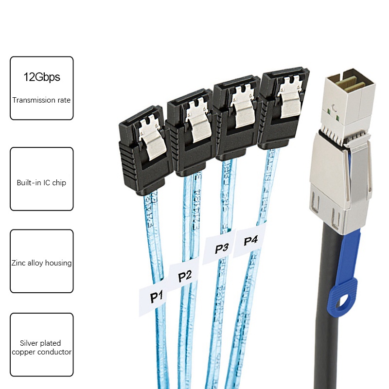 Cáp Chuyển Đổi Đĩa Cứng Mini Sas Hd Sff-8644 Sang 4 X Sata 7pin 12gbps