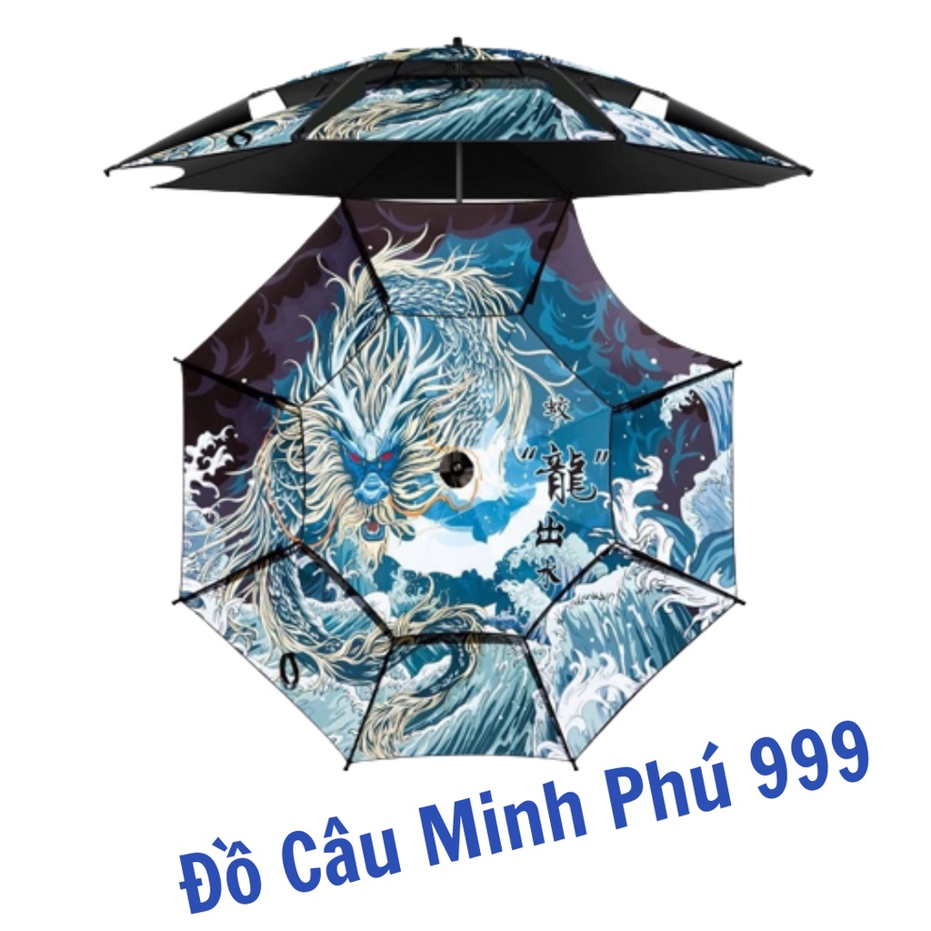 Ô Dù Linh Thú Tứ Linh 2 Tầng Dùng Che Nắng Mưa Tránh Tia UV Khi Câu Cá, Dã Ngoại 2m2/2m4 - Đồ Câu Minh Phú 999