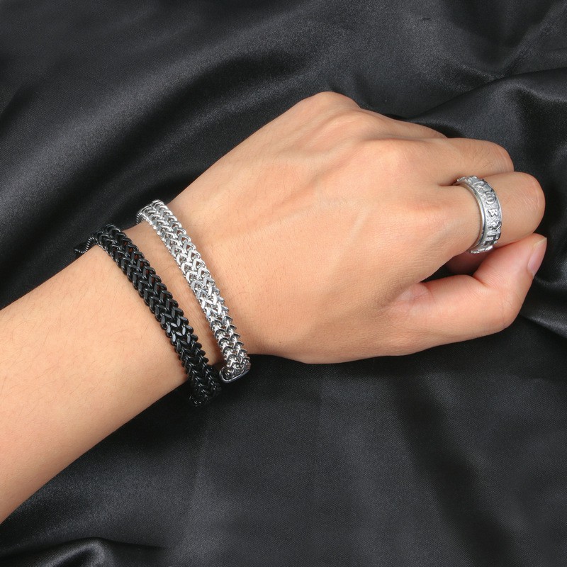 Vòng Tay ST Nam Màu Bạc HipHop Asta Accessories Đẹp Cá Tính Streetwear Thép Titan - Vòng đeo tay ST