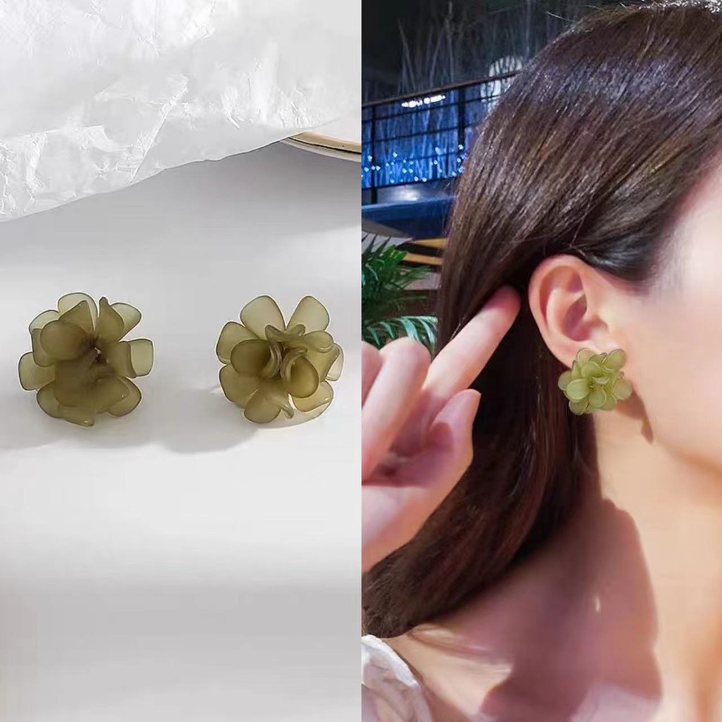 Bông Tai Mạ Bạc 925 Hình Bông Hoa Xinh Xắn Theo Phong Cách Hàn Quốc Dành Cho Nữ