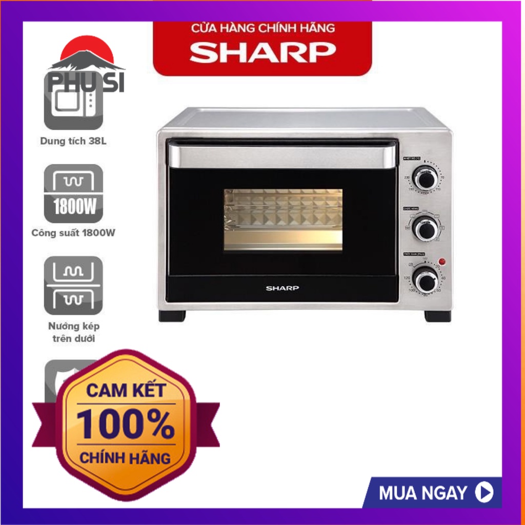 Lò Nướng Điện Sharp EO-A383RCSV-ST [Công Suất 2000W,5 Chức Năng Nướng,Xiên Quay Và Đối Lưu]