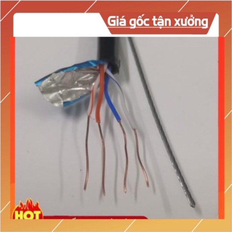 (Chính hãng) Dây mạng chuẩn 4 lõi đồng có thêm sợi sắt gia cường  bấm sẵn siêu bền lẻ (70m-80m-90m-100m-110-120m)