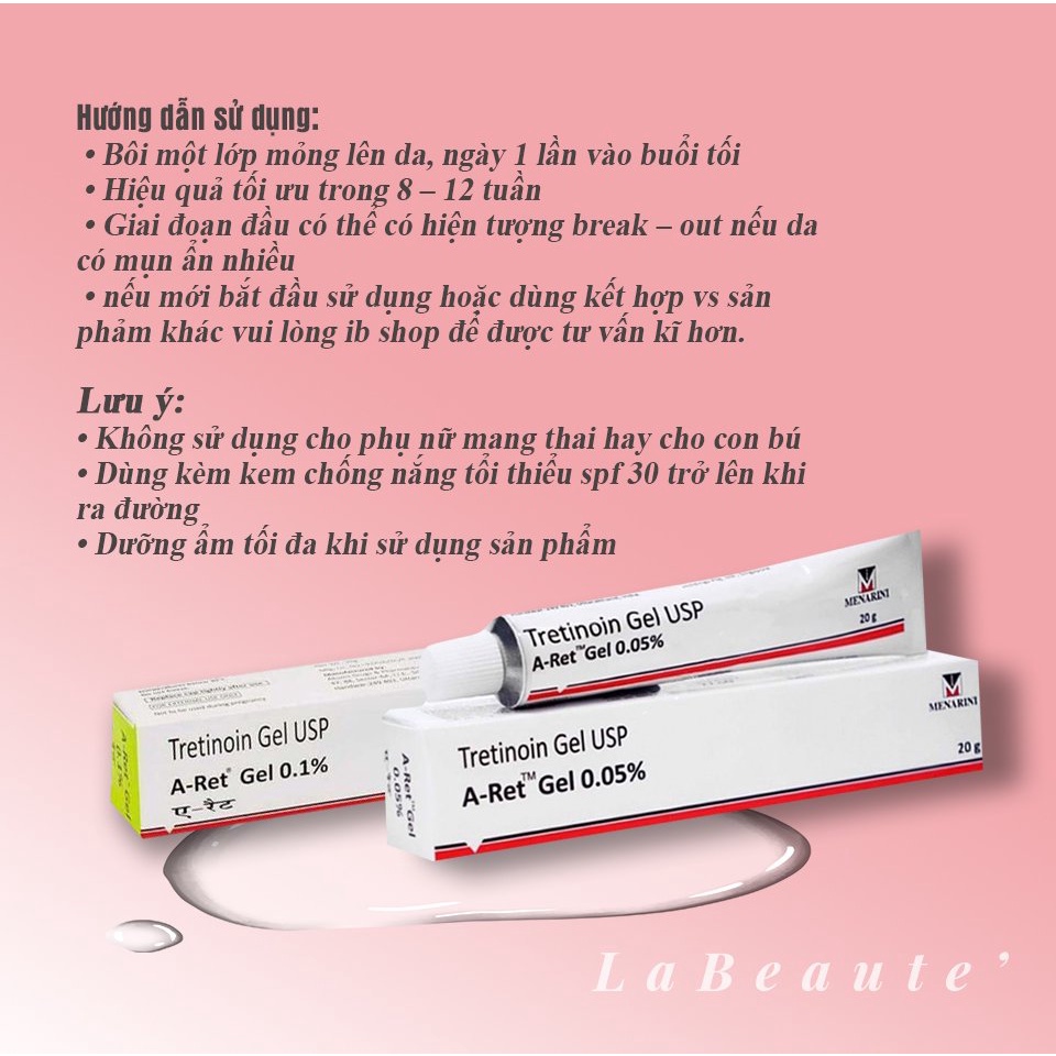 Kem Giảm Mụn Và Sẹo Aret tre.tinol  0.1% - 0.05%  (20g) Tuýp 20g | BigBuy360 - bigbuy360.vn