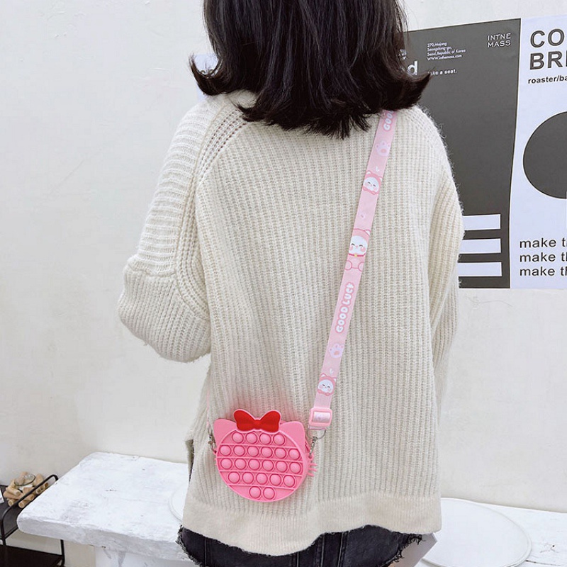Túi đeo chéo đeo vai xách tay đồ chơi nhấn bóng khí silicone giải tỏa căng thẳng kiểu hoạt hình đáng yêu