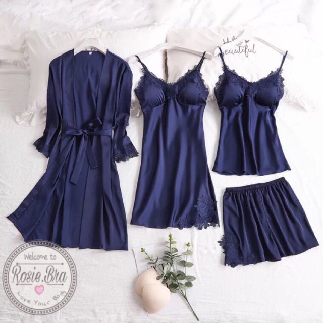 (Sẵn) BỘ NGỦ LỤA SEXY 4 CHI TIẾT KÈM VIDEO & ẢNH THẬT | BigBuy360 - bigbuy360.vn