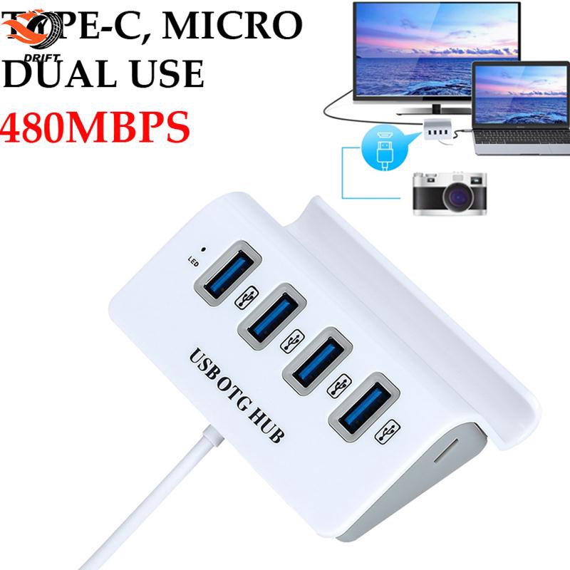 Bộ Chia 4 Cổng USB OTG HUB Micro/Type-C OTG Connectors PC Durable chơi game moblie Roblox Minecraft