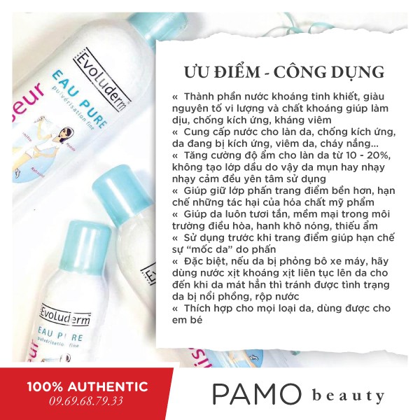 Xịt khoáng Evoluderm cấp ẩm làm dịu da (150ml/400ml) | BigBuy360 - bigbuy360.vn