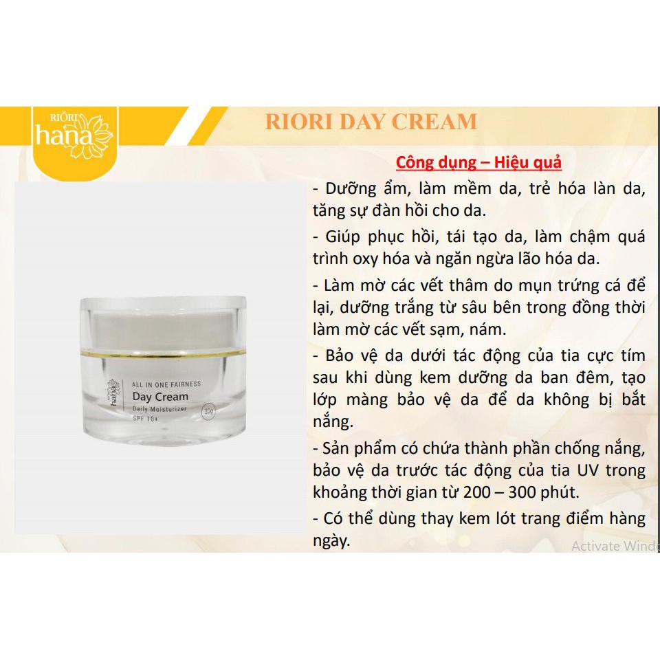 Kem Dưỡng Trắng Da Ban Ngày RIORI DAY CREAM 30g