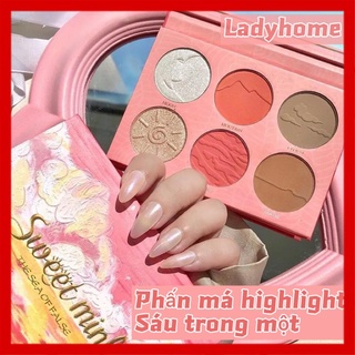 [ hot sale ] Bảng Phấn Bắt Sáng Và Tạo Khối 6 Màu Lấp Lánh Cao Cấp