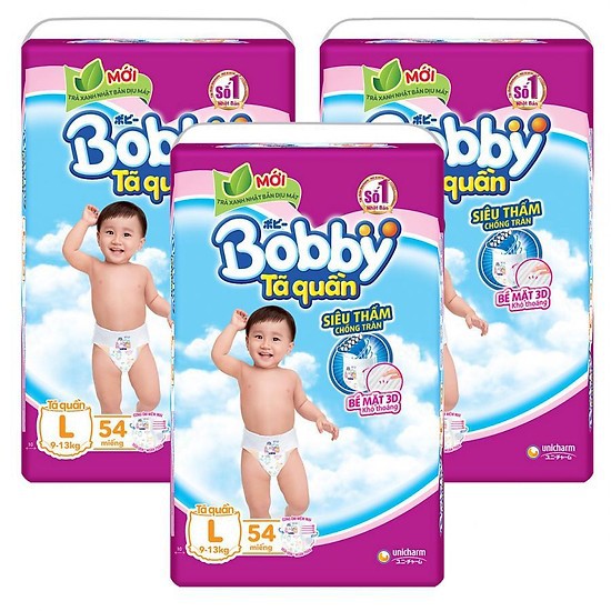 Tã quần Bobby Fresh L54, 9-13kg, 54 miếng - ĐẶC BIỆT - tặng kèm 1 búp bê bobby giá không đổi.