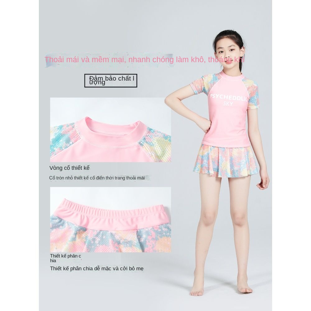 ✥Đồ bơi trẻ em bé gái cá vàng nhỏ bộ đồ mùa hè, áo tắm chống nắng trẻ em loại lớn nhanh khô, váy công chúa dễ thương