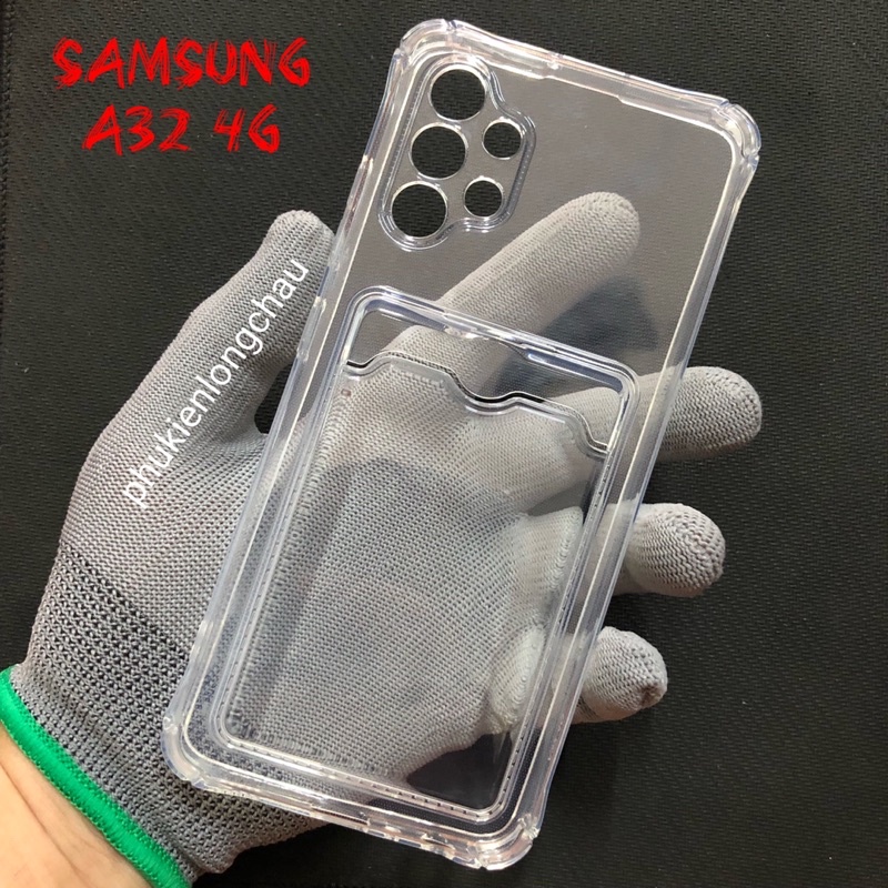 Ốp Lưng Samsung A32 4G Trong Chống Sốc Gù Bảo Vệ Camera Kèm Ngăn Đựng Thẻ Card, Hình Ảnh