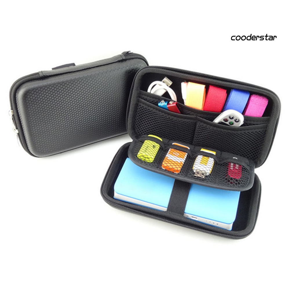 COOD-st Portable USB Flash Hard Disk Drive Data Cable Power Bank Carry Storage Case Bag