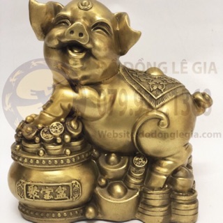 Heo linh vật bằng đồng cao 20cm