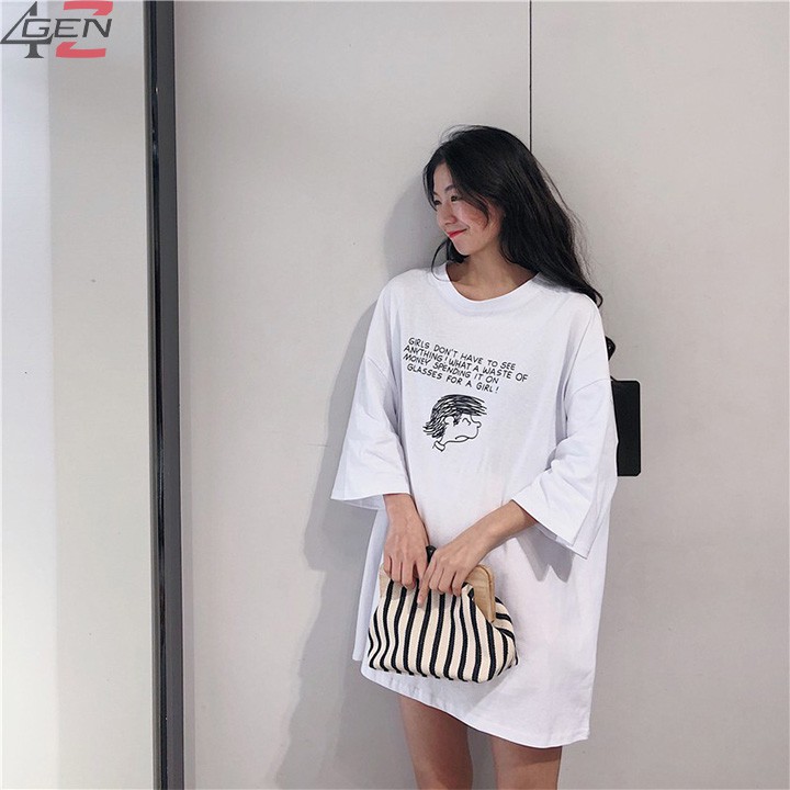 Áo thun nữ form rộng tay lỡ cổ tròn đẹp hàng Quảng Châu chất cotton xịn thời trang cá tính 2021 [ ao thun ] | BigBuy360 - bigbuy360.vn