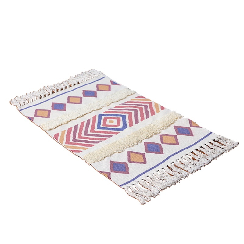 Thảm Cotton Họa Tiết Hình Học Phong Cách Bohemian Trang Trí Nội Thất