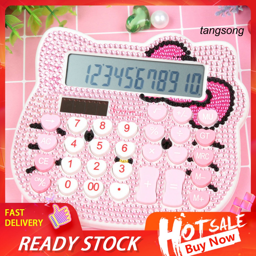 Máy tính cầm tay hình Hello Kitty đính đá chạy bằng năng lượng mặt trời