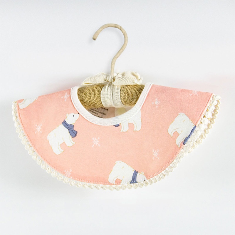 Yếm Ăn Cotton Hình Tròn In Họa Tiết Hoạt Hình Xinh Xắn Dành Cho Các Bé