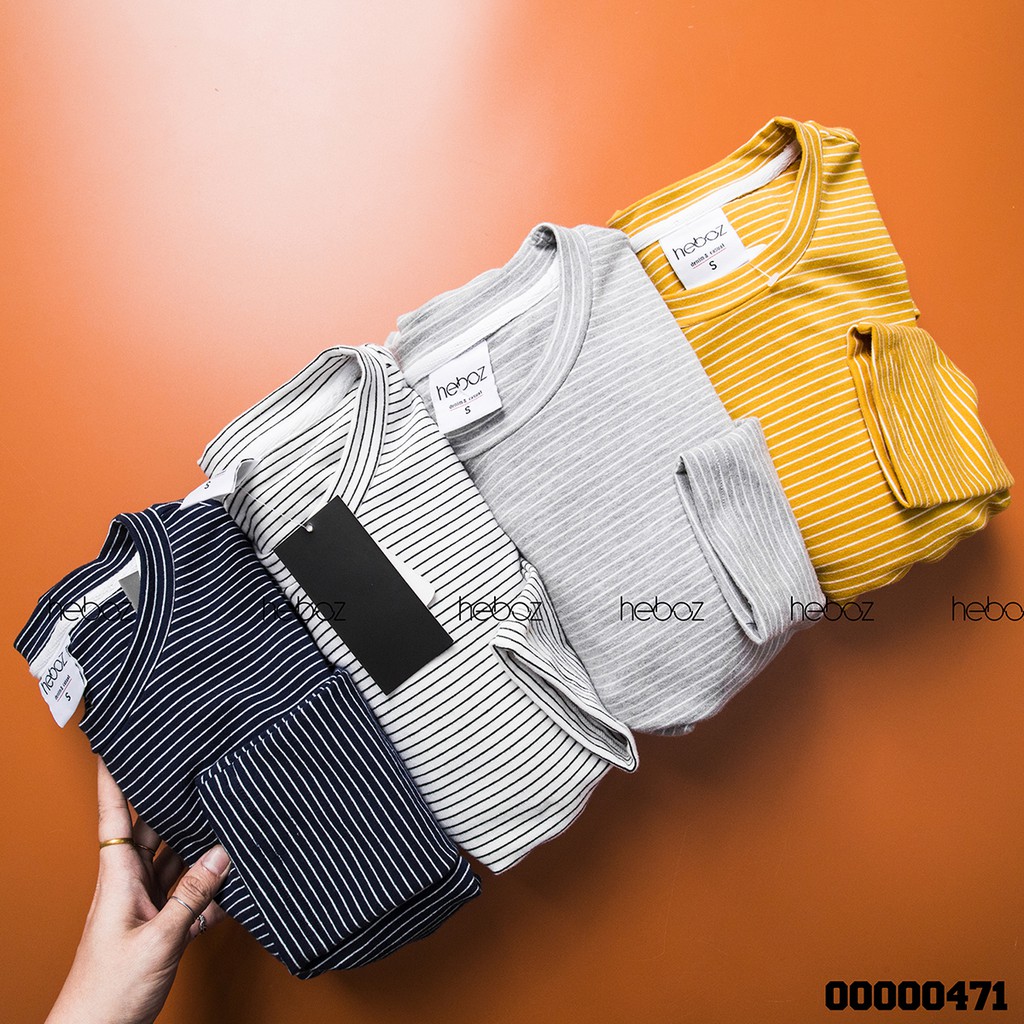 Áo dài tay Heboz sọc nhỏ 4M - sọc co dãn thoải mái , 4 màu - 00000471