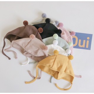 Mũ cotton 2 cục bông cho bé