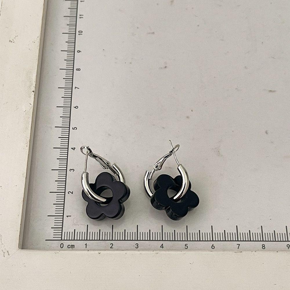 Bông Tai Phong Cách Hàn Quốc Đơn Giản Cổ Điển|Bông Tai Hình Hoa Màu Đen 2K Phong Cách Cổ Điển Thời Trang Cho Nữ