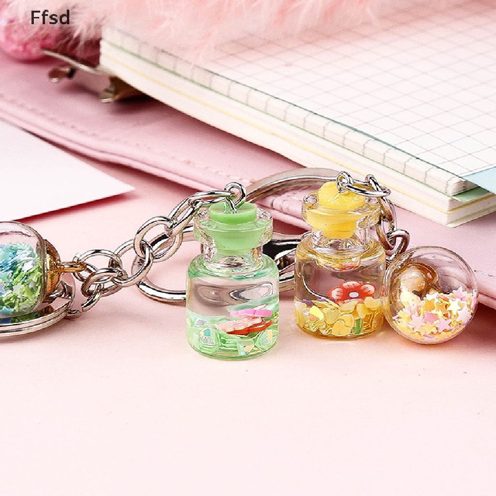Móc khóa hình lọ hoa phối cát lún sáng tạo hợp thời trang mới