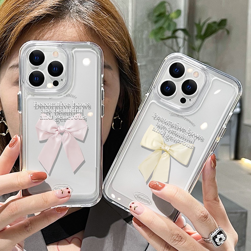 Ốp Điện Thoại DecoPhone Acrylic Mềm Trong Suốt Họa Tiết Thắt Nơ Cho iphone 6s 7 8 plus x xs xr 11 12 13 14 15 plus max pro