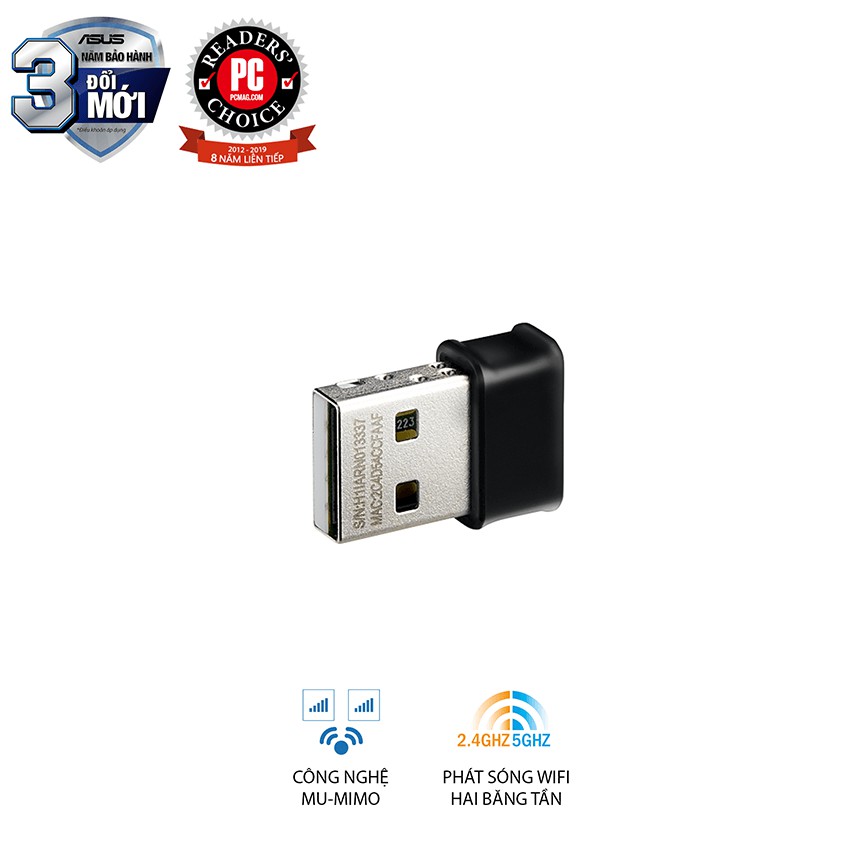 Card mạng wifi USB Asus USB-AC53 Nano chuẩn AC - Tốc độ 1200Mbps