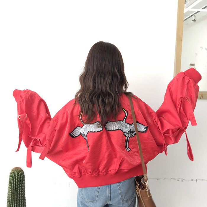 Áo khoác ulzzang thêu hình cò