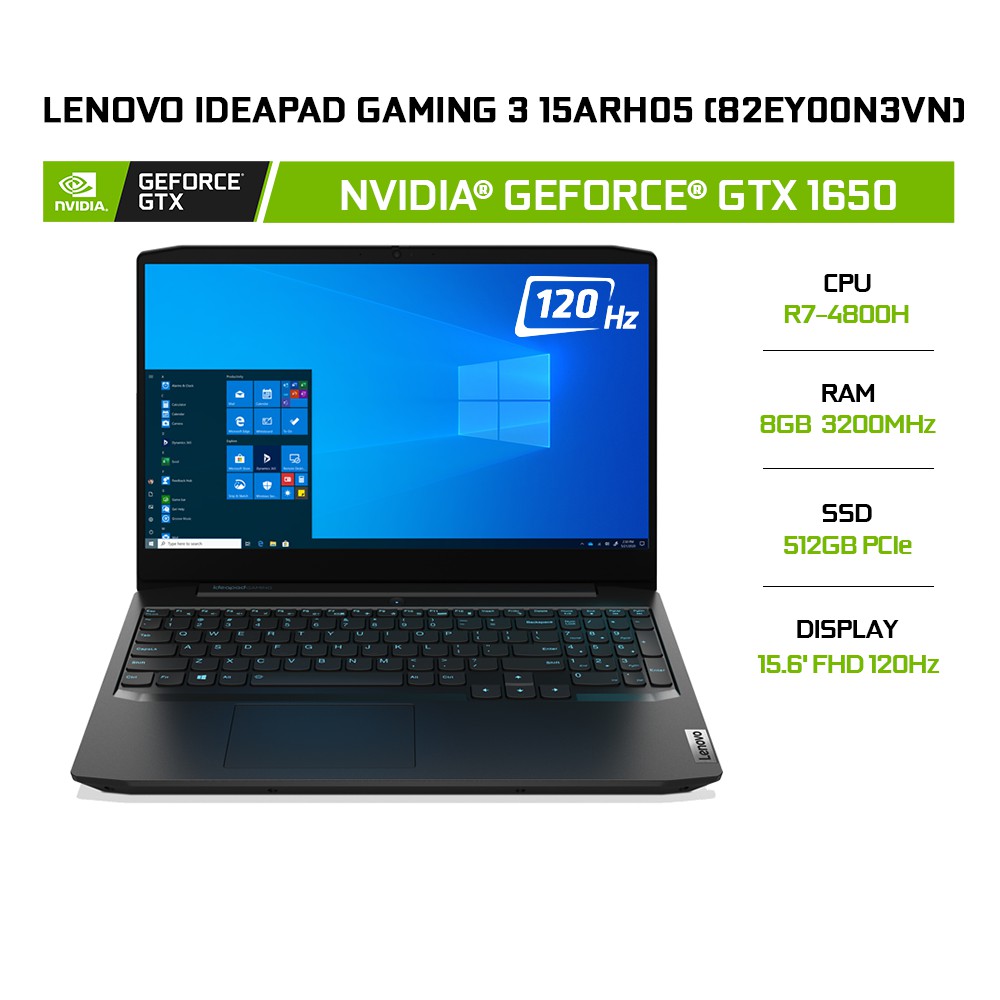 Laptop Lenovo IdeaPad Gaming 3 15ARH05 82EY00N3VN GTX1650 R7-4800H 8GB 512GB 15.6'120Hz