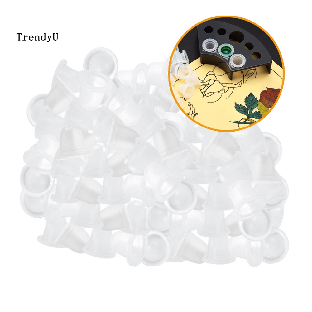 Trd Bộ 100 Cốc Đựng Mực Xăm Bán Vĩnh Viễn Bằng Silicon Mềm