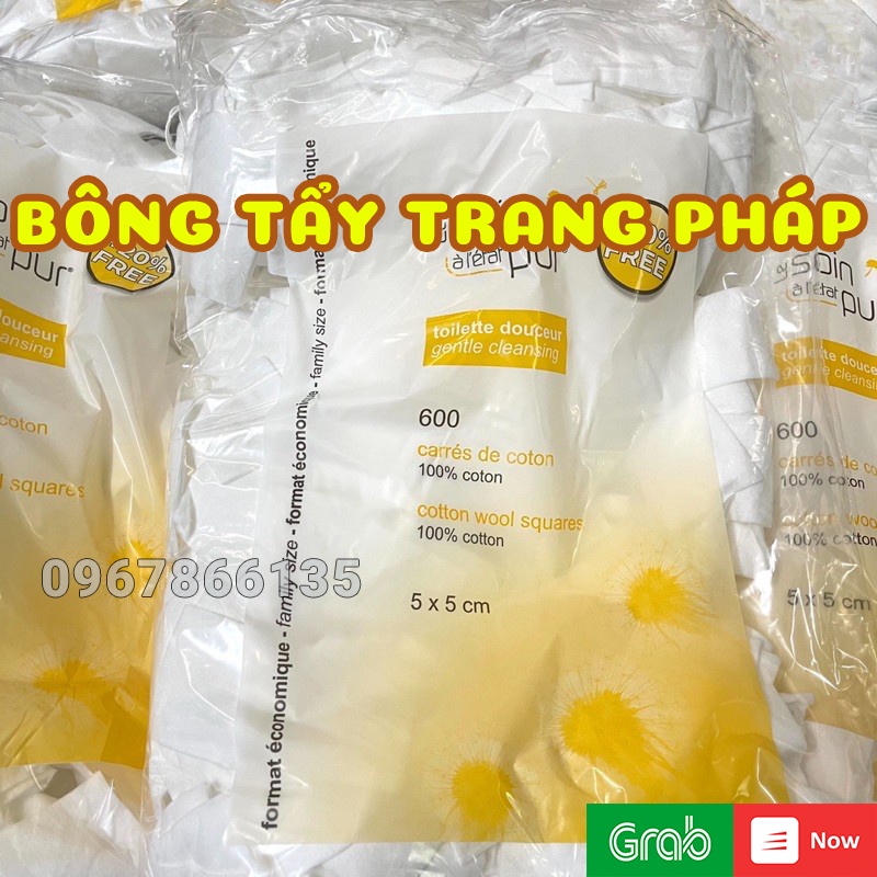 600 Miếng Bông Tẩy Trang Pháp TETRA Le Soin Laretat Pur 100% Cotton Tự Nhiên