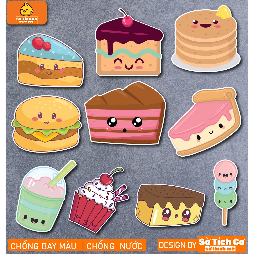 Kawaii Food dán điện thoại, laptop, mũ bảo hiểm, guitar, vali MSP: F01