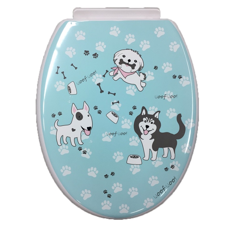 Homebase MOYA nắp bồn cầu L-3102 DOG bằng nhựa PP 46.5X36.5X3CM. họa tiết động vật