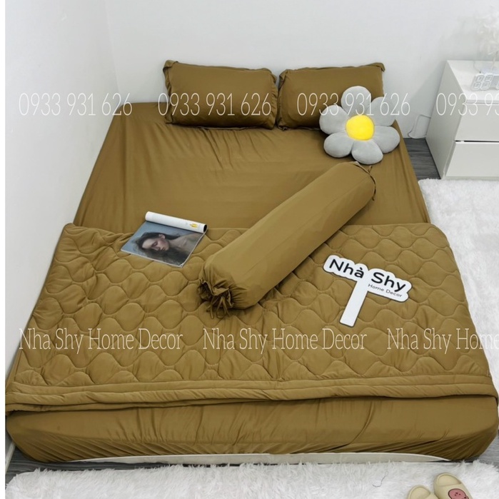 Trọn Bộ Ga Giường Thun Hàn Quốc Trơn - Nhiều Màu - Chất Không Nhăn